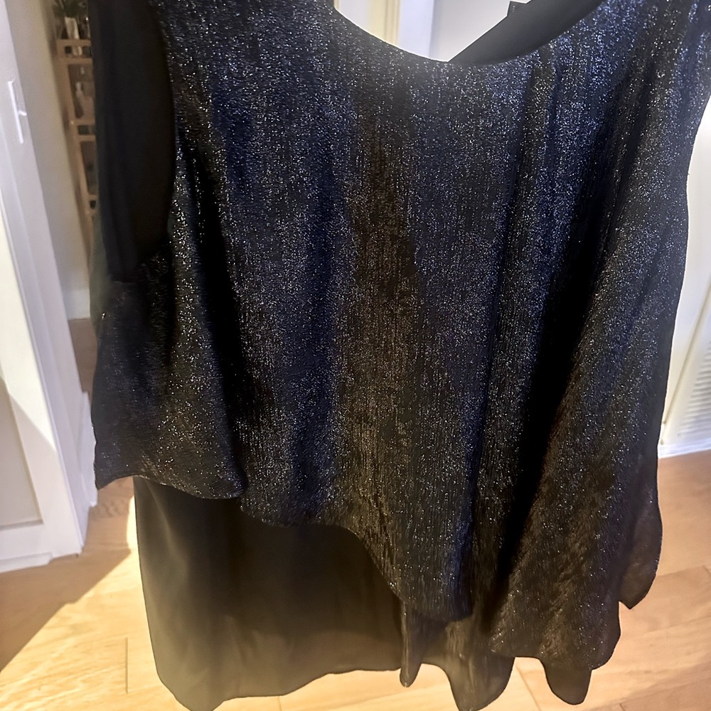 Beautiful Sparkly Plus Sleeveless Layered Party Blouse